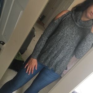 Grey cold shoulder sweater